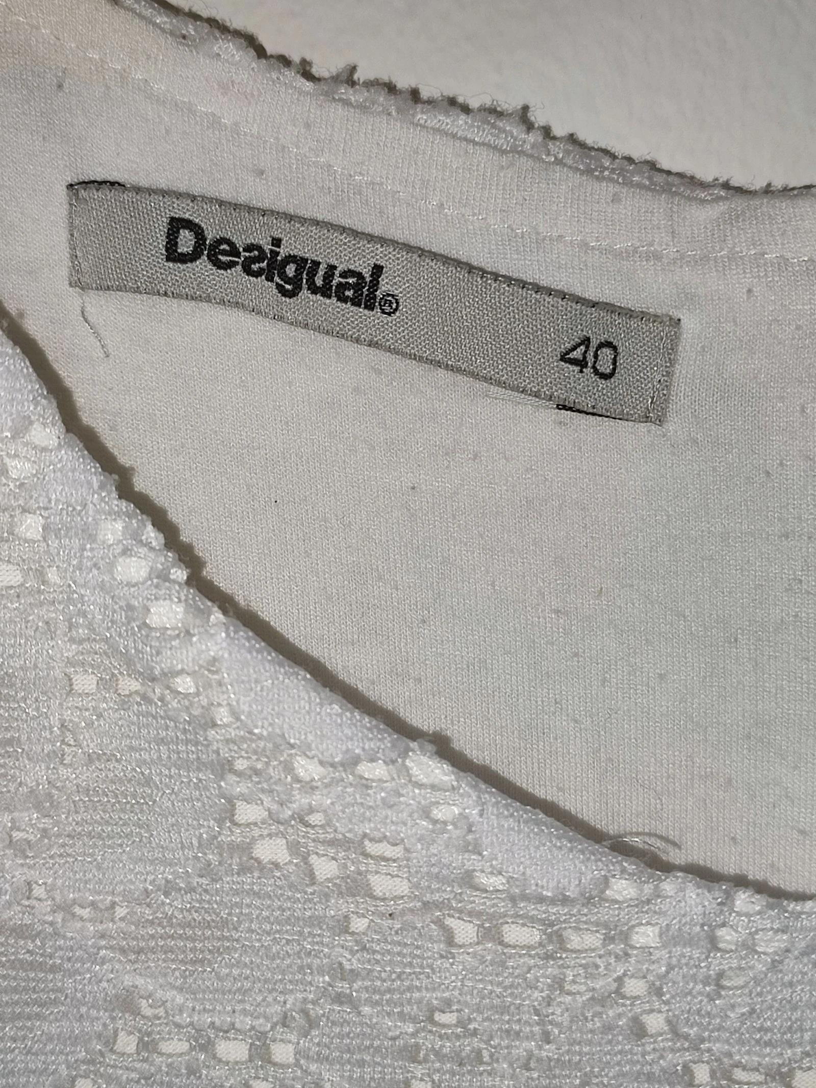 Witte kanten jurk met bloemen van Desigual - Maat 40 – photo 3